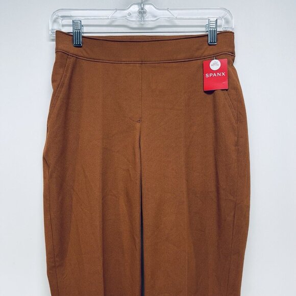 SPANX Pants Sz S Womens On The Go Ankle Slim Straight Brown Glow Pull On New - Picture 3 of 10